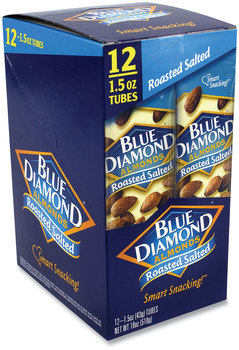 Blue Diamond® Roasted Salted Almonds, 1.5 oz Tube, 12 Tubes/Carton, Free Delivery in 1-4 Business Days
