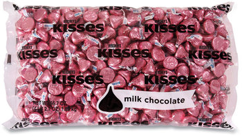 Hershey®'s  Milk Chocolate Candy KISSES, Milk Chocolate, Pink Wrappers, 66.7 oz Bag, Free Delivery in 1-4 Business Days