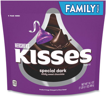 Hershey®'s KISSES Special Dark Chocolate Candy, Family Pack, 16.1 oz Bag, 2 Bags/Pack, Free Delivery in 1-4 Business Days
