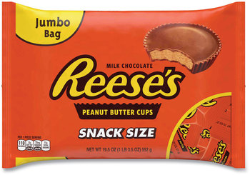Reese's® Snack Size Peanut Butter Cups, Jumbo Bag, 19.5 oz Bag, Free Delivery in 1-4 Business Days