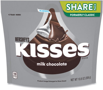 Hershey®'s  KISSES, Milk Chocolate Share Pack, Silver Wrappers, 10.8 oz Bag, 3 Bags/Pack, Free Delivery in 1-4 Business Days