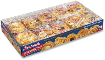 Svenhard's® Swedish Bakery Danish Assortment, Five Flavors, 2 oz Pack, 30 Packs/Box, Free Delivery in 1-4 Business Days