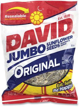 DAVID® Jumbo Seeds Original, 5.25 oz Resealable Bag, 12/Carton, Free Delivery in 1-4 Business Days