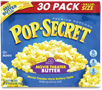 Pop Secret® Microwave Popcorn, Movie Theater Butter, 3 oz Bags, 30/Carton, Free Delivery in 1-4 Business Days