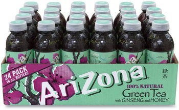 Arizona® Green Tea with Ginseng & HoneyGreen Tea with Ginseng and Honey, 16 oz Can, 24/Pack, Free Delivery in 1-4 Business Days