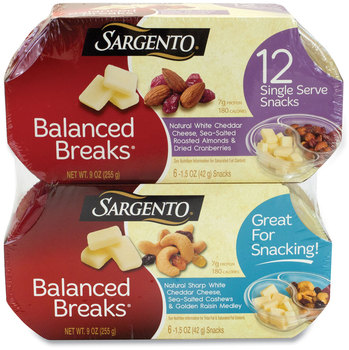 Sargento® Balanced Breaks, Two Assorted Flavor Packs, 1.5 oz Pack, 12 Packs/Box, Free Delivery in 1-4 Business Days