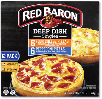 Red Baron® Deep Dish Pizza Singles Variety Pack, Four Cheese/Pepperoni, 5.5 oz Pack, 12 Packs/Box, Free Delivery in 1-4 Business Days