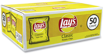 Lay's® Regular Potato Chips, 1 oz Bag, 50/Carton, Free Delivery in 1-4 Business Days