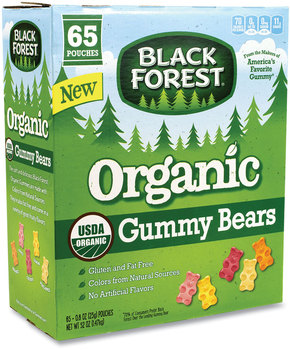 Black Forest® Organic Gummy Bears, 0.8 oz Pouch, 65 Pouches/Carton, Free Delivery in 1-4 Business Days