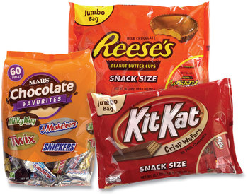 National Brand Snack-Size Chocolate Party Assortment, Mars Asst/Kit Kat/Reese's Peanut Butter Cups, 3 Bag Bundle, Free Delivery in 1-4 Business Days