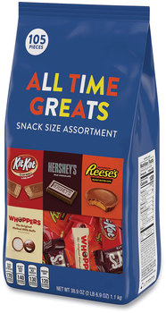 Hershey®'s All Time Greats Snack Size Assortment, 105 Pieces, 38.9 oz Bag, Free Delivery in 1-4 Business Days
