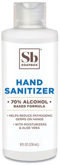 Soapbox Hand Sanitizer in Bottles with Dispensing Caps. 8 oz. Unscented. 24/Carton.