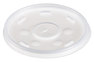 A Picture of product 120-406 Straw Slot Lid.  Translucent.  Fits 10J12, 12J12, 14J12 Cups.