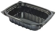 ClearPac® Plastic Container. Black, 8 oz. Single Compartment.  252 Containers/Case.