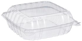 ClearSeal® Hinged Lid Containers.  Medium.  8.3" L x 8.3" W x 3.0" H.  Clear.  125 Containers/Sleeve.