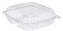 A Picture of product 329-499 ClearSeal® Hinged Lid Containers.  3-Compartment (25.2 oz., 8.9 oz., 8.9 oz.).  8-7/8" L x 9-3/8" W x 3" H.  Clear.  100 Containers/Bag.