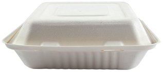 Large 3-Compartment Hinged Lid Compostable Containers. 9 X 9 X 3.19 in. 200/case.
