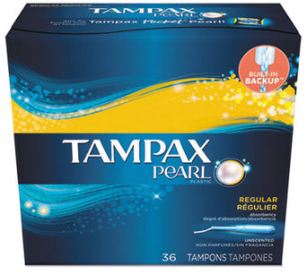Tampax® Pearl Tampons, Regular, 36/Box, 12 Box/Carton