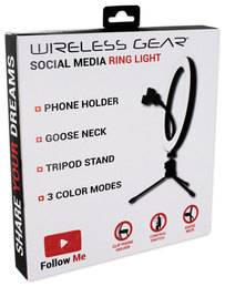 Wireless Gear Social Media Ring Light And Stand. 2.50 x 11.25 x 13.25 in. Black.