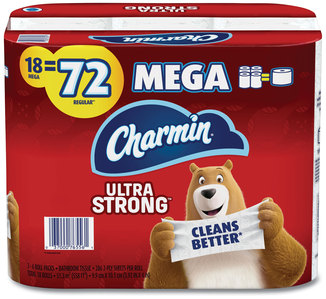 Charmin Ultra Strong Bathroom Tissue, Septic Safe, 2-Ply, 4 x 3.92, White, 264 Sheet/Roll, 18/Pack