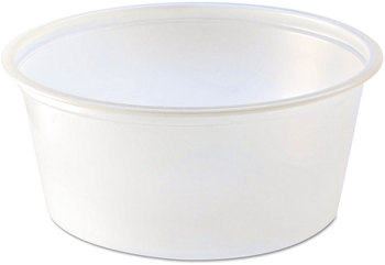 Fabri-Kal® Polystyrene Portion Cup. 3.25 oz. Translucent, 125 Cups/Sleeve, 20 Sleeves/Case.