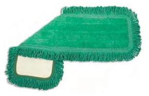 Microfiber Dry Dust Mop/Pad with Fringe.  5" x 48", Velcro Closure, Green Color.