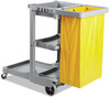 A Picture of product BWK-JCARTGRA Boardwalk® Three-Shelf Janitor's Cart with Bag. 22 X 44 X 38 in. Gray.