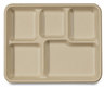 A Picture of product WCC-TRSCUF World Centric Fiber Trays, School Tray, 5-Compartments, 8.5 x 10.5 x 1, Natural, 400/Case