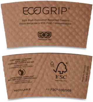Eco-Products EcoGrip Hot Cup Sleeves - Renewable & Compostable, 1300/Case.