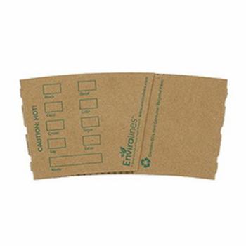 Envirolines Kraft Hot Cup Sleeves with No Print. 1000 count.
