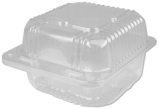 Durable Packaging Plastic Clear Hinged Containers, 6 x 6, 21 oz, Clear, 500/Carton