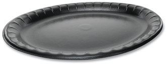 Pactiv Laminated Foam Dinnerware, Platter, Oval, 11.5 x 8.5, Black, 500/Carton