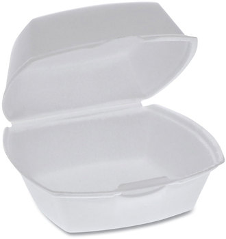 Conventional Foam Hinged Lid Containers. White Small Square Sandwich. 5-1/8" x 5-1/8" x 2-1/2".