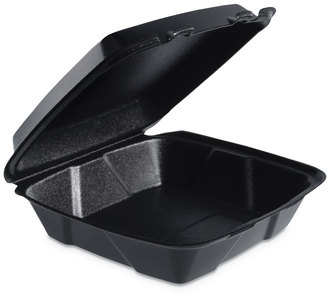 Dart® Insulated Foam Hinged Lid Containers, 1-Compartment, 9 x 9.4 x 3, Black, 200/Case.