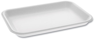 Pactiv Foam Supermarket Tray, #2, 8.2" x 5.7" x 0.91", White, 500/Carton