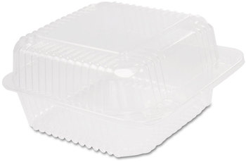 StayLock® Square Hinged Lid Containers. 6.1 X 6.5 X 3.3 in. Clear. 500 count.