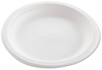 Genpak® Harvest® Fiber Dinnerware, Plate, 8 3/4" Diameter, Natural White, 50/Pack, 500 Plates/Case.