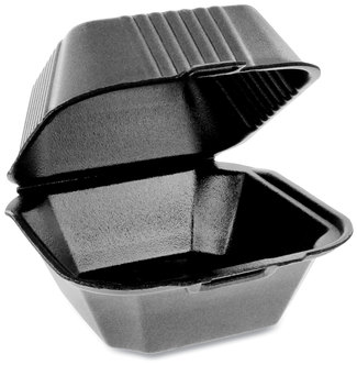 Pactiv SmartLock® Foam Hinged Containers, Sandwich, 5.75 x 5.75 x 3.25, 1-Compartment, Black, 504/Carton