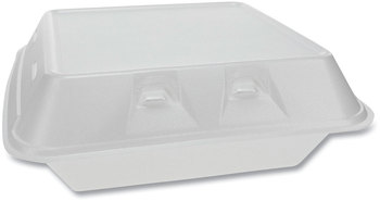 SmartLock Vented Foam Hinged Lid Containers, , 9 x 9.25 x 3.25, 3-Compartment, White, 150/Carton