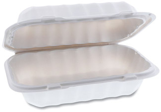 Pactiv Evergreen EarthChoice® SmartLock® MFPP 1-Compartment Hinged Lid Hoagie Containers. 9 X 6 X 3 in. White. 270/carton.
