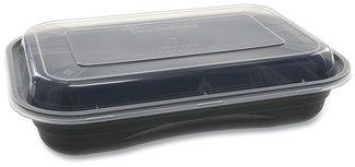 Pactiv EarthChoice® Versa2Go Microwaveable Containers, 8.4 x 5.6 x 1.4, 27 oz, 1-Compartment, Black/Clear, 150/Carton