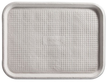 Chinet® Savaday® Molded Fiber 1-Compartment Rectangular Flat Food Trays. 6 X 12 X 1 in. White. 200/Case.