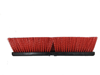 18" Red Plastic Garage Brush - Black Plastic Block, 12/Case