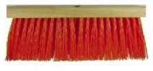 16" Orange Poly Street Broom - Wood Block, 12/Case