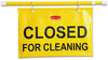 A Picture of product RCP-9S1500YEL Hanging Sign - Closed for Cleaning. Yellow. 50" w x 1" d x 13" h.
