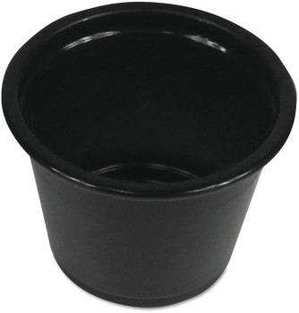 Boardwalk® Soufflé/Portion Cups. 1 oz. Black. 20 cups/sleeve, 2,500 cups/case.