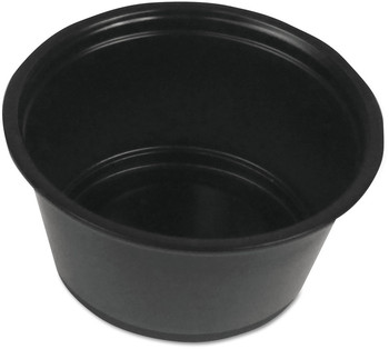 Boardwalk® Soufflé/Portion Cups. 2 oz. Black. 20 cups/sleeve, 2,500 cups/case.