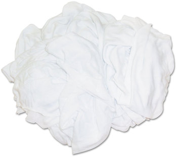 HOSPECO® New Bleached White T-Shirt Rags, Multi-Fabric, 25 lb Polybag
