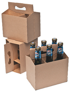 Kraft Paperboard Bottle Carton Carrier 6-Pack 140 per case.