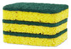 A Picture of product CLO-91029 S.O.S® Heavy Duty Scrubber Sponge,  2.5 x 4.5 x 0.9 Thick, Yellow-Green, 3/Pack, 72/Case